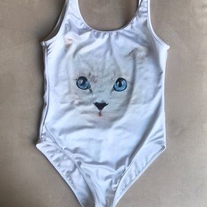 Nwot Wildfox White Kitty Onesie Bathing Suit - image 1